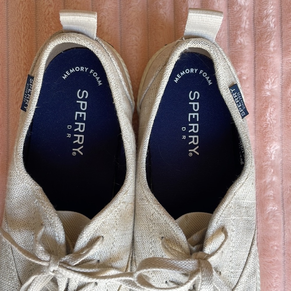 Sperry Memory Foam Off White Canvas Sneakers Size… - image 3